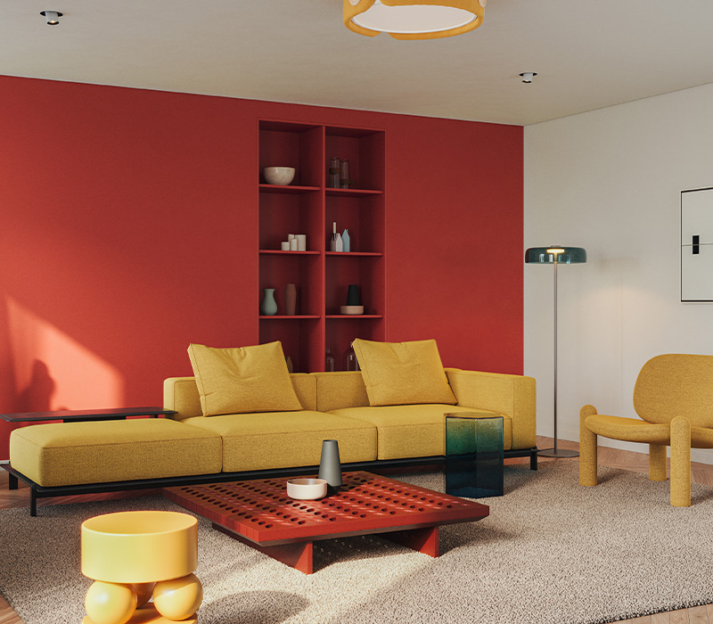 various rolls of wallpaper in different colors with a color swatch displaying multiple shades